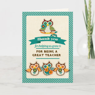 Cute Owls Teacher Appreciation Thank You Card