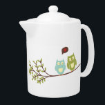 Cute Owls Teapot<br><div class="desc">Cute owls on a tree branch with a heart in a talk bubble.  Great teapot for lovebirds and owl lovers!</div>