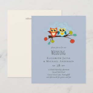 Cute OWLS Themed Wedding Blue Orange