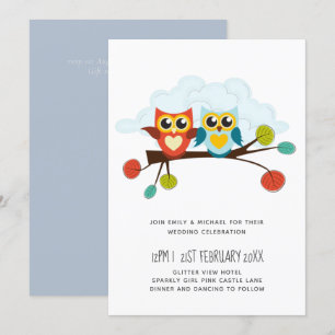 Cute OWLS Themed Wedding Blue Orange