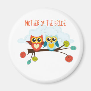 Cute OWLS Themed Wedding Blue Orange Magnet