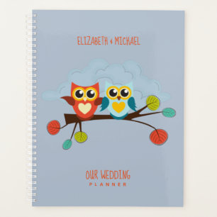 Cute OWLS Themed Wedding Blue Orange Planner