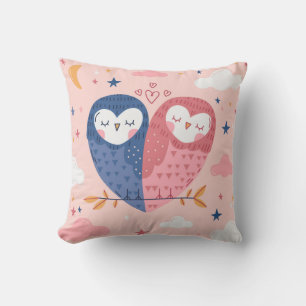 Cute Owls Throw Pillow