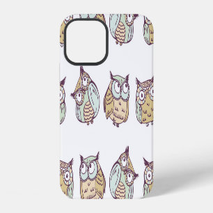 Cute owls: vintage seamless pattern. iPhone 12 case