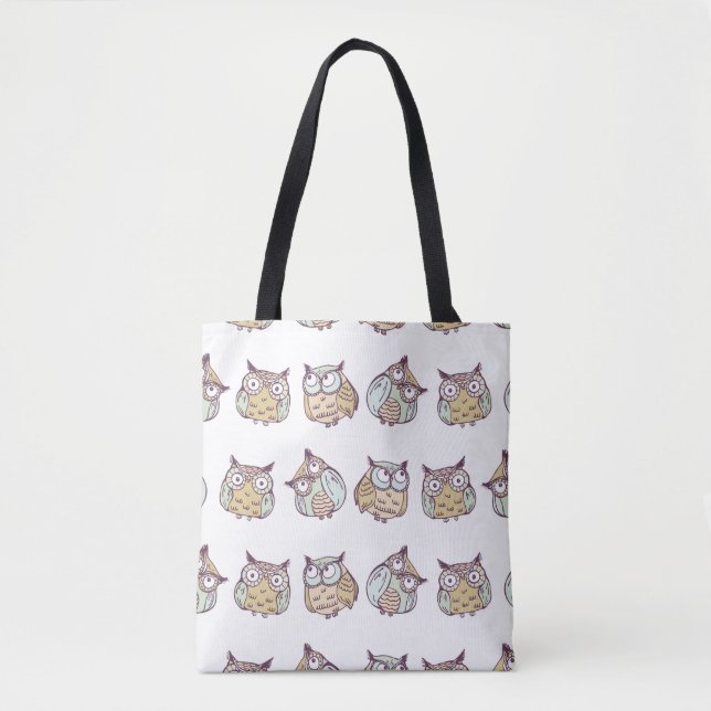 Cute owls: vintage seamless pattern. tote bag (Front)