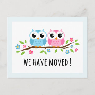 Cute owls we have moved change of address moving announcement postcard