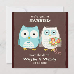 Cute Owls Wedding Bride and Groom Save the Date