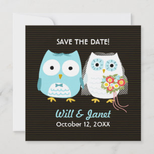 Cute Owls Wedding Bride and Groom Save the Date