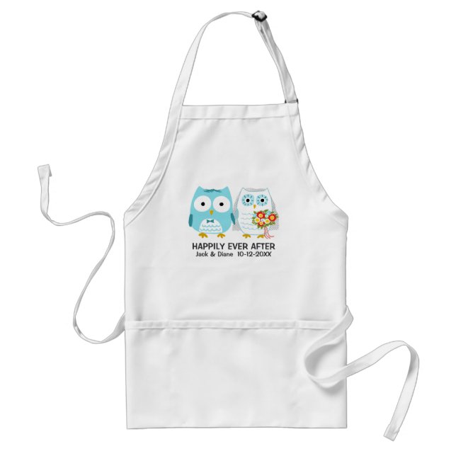 Cute Owls Wedding Newlywed Couple Personalised Standard Apron (Front)