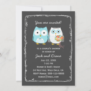 Cute Owls Wedding Shower for Bride and Groom Invitation