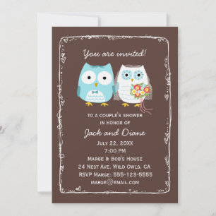 Cute Owls Wedding Shower for Bride and Groom Invitation