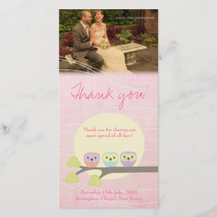 Cute Owls Wedding Thank You Photo Card