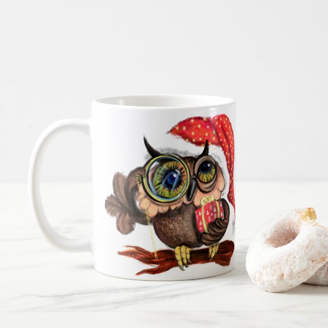 Cute Owls with Gift Christmas Mug (With Donut)