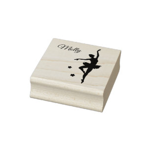 Cute Own Name Ballerina Custom Initial Rubber Stamp