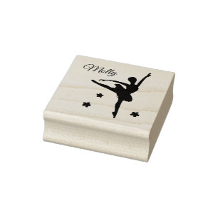 Cute Own Name Ballerina Custom Initial Rubber Stamp