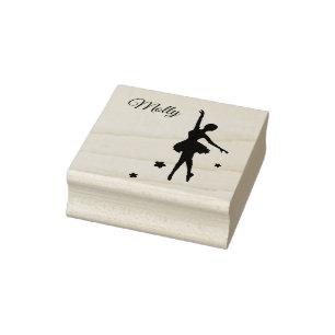 Cute Own Name Ballerina Custom Initial Rubber Stamp