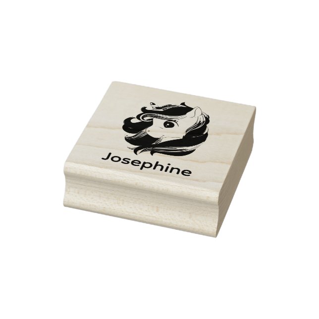 Cute Own Name Unicorn Custom Rubber Stamp (Stamp)