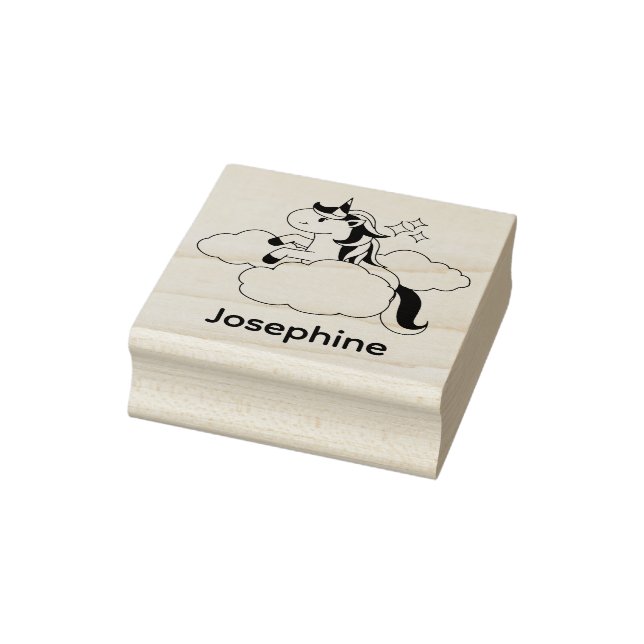 Cute Own Name Unicorn Custom Rubber Stamp (Stamp)