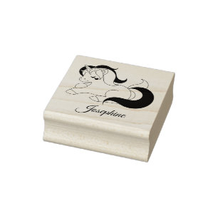 Cute Own Name Unicorn Custom Rubber Stamp