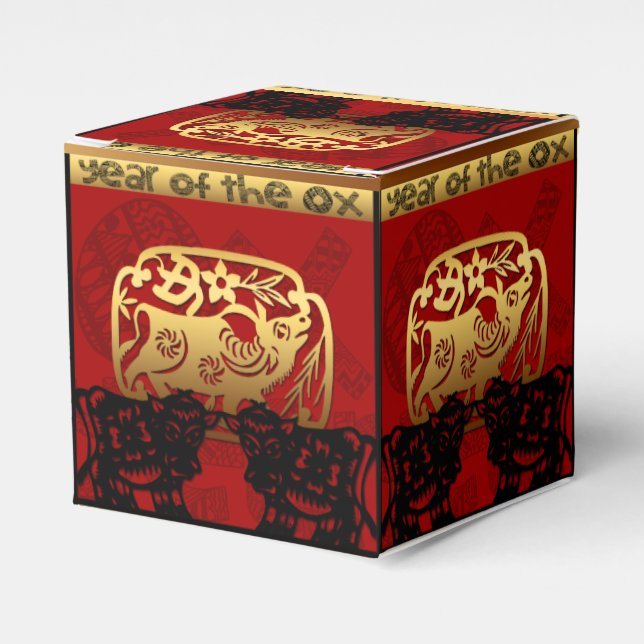 Cute Ox Chinese Year 2021 Zodiac Birthday Cube FB Favour Box (Front Side)