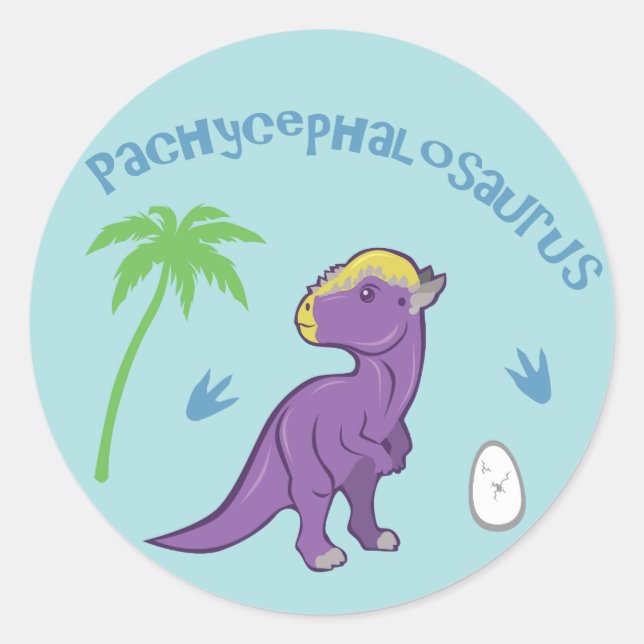 Cute Pachycephalosaurus Classic Round Sticker (Front)