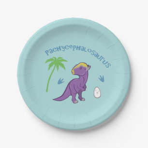Cute Pachycephalosaurus Paper Plate