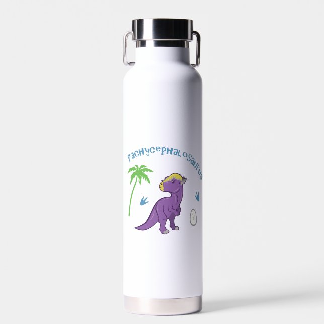 Cute Pachycephalosaurus Water Bottle (Front)