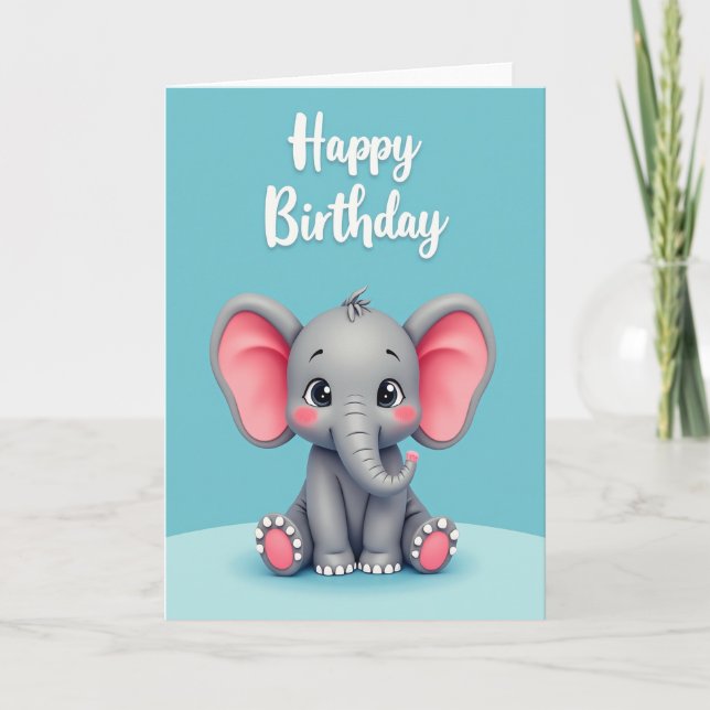 Cute Pachyderm Birthday Card (Front)