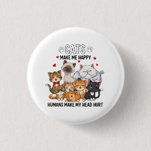 Cute Pack of Happy Cats 3 Cm Round Badge