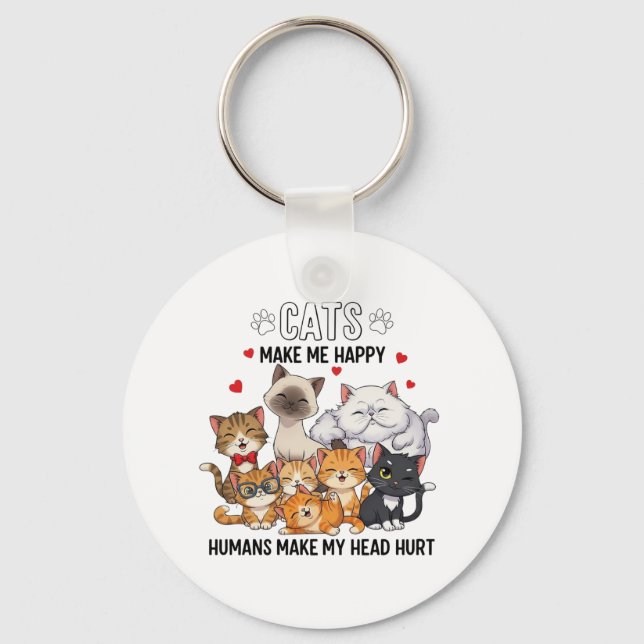 Cute Pack of Happy Cats Key Ring (Front)