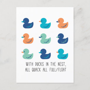 Cute Paddling of Ducks Art III Postcard