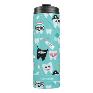 Cute Paediatrics Dental Practice Tooth Pattern Thermal Tumbler