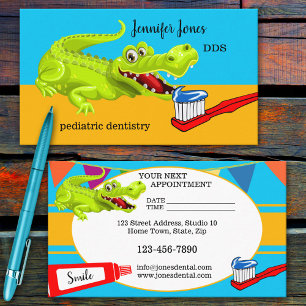 Cute Paediatrics Dentist Appointment Business Card