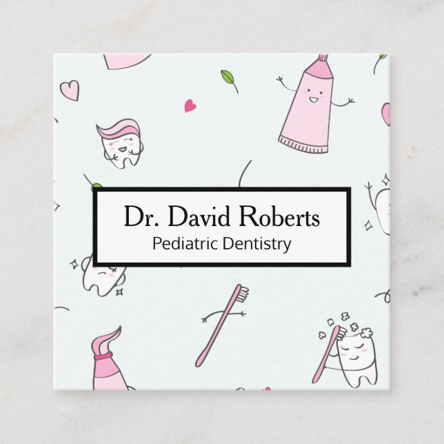 Cute Paediatrics Dentistry  Square Business Card (Front)