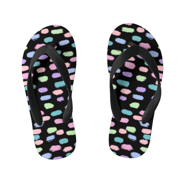 Cute Paint Dabs Multicolor Pattern Kid's Flip Flops (Footbed)