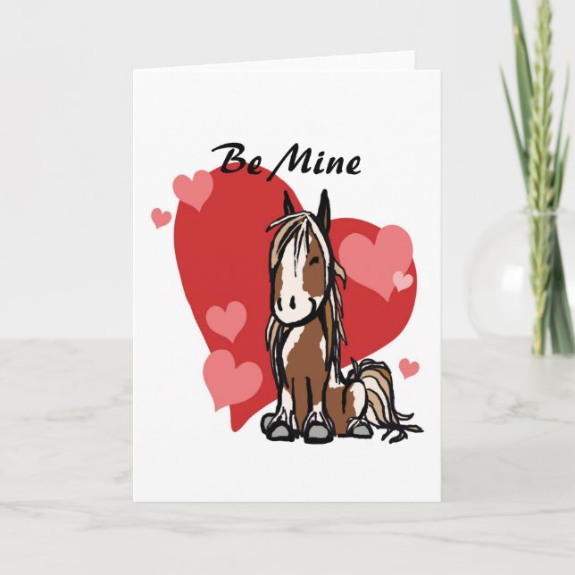 Cute Paint Horse Valentine's Day Card (Front)
