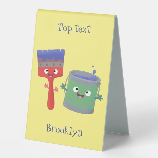 Cute paintbrush and paint cartoon characters (Front)