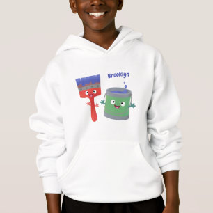 Cute paintbrush and paint cartoon characters