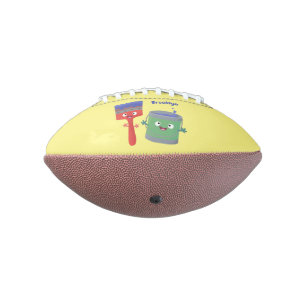 Cute paintbrush and paint cartoon characters american football