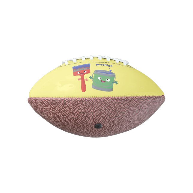 Cute paintbrush and paint cartoon characters american football (Rotated 270)