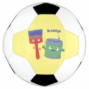 Cute paintbrush and paint cartoon characters football