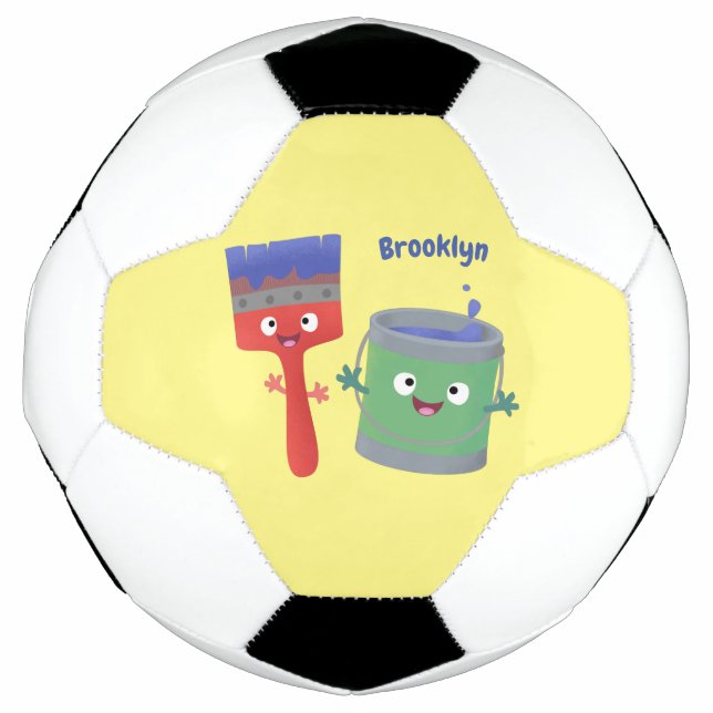 Cute paintbrush and paint cartoon characters football (Front)