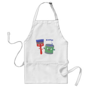 Cute paintbrush and paint cartoon characters  standard apron