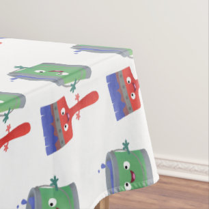 Cute paintbrush and paint cartoon characters tablecloth