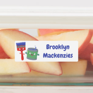 Cute paintbrush and paint cartoon personalised