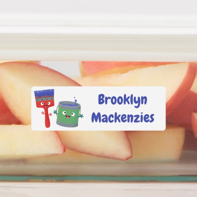 Cute paintbrush and paint cartoon personalised (Affixed)