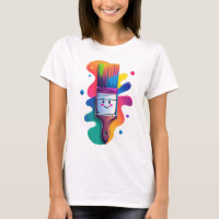 Cute Paintbrush Character with Colourful Paint Spl