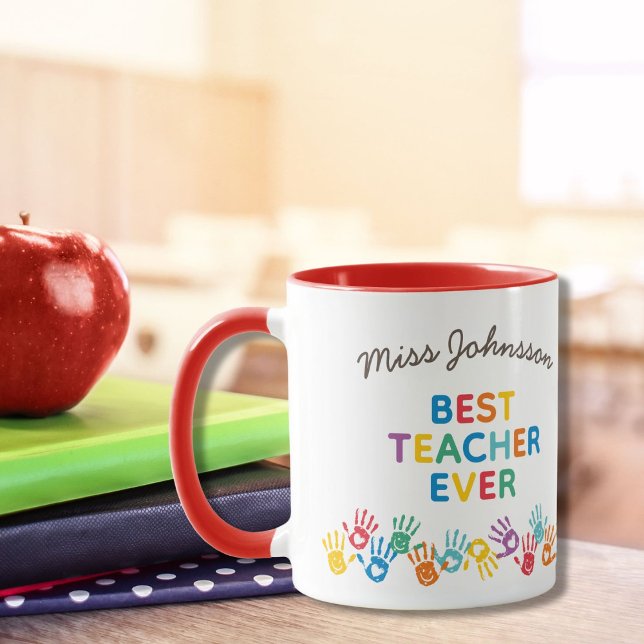 Cute Painted Hands Teacher Appreciation Mug (Creator Uploaded)
