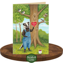 Cute Painted Heart Badger and Birds I love you