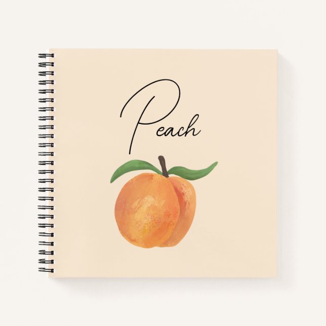 Cute Painted Peach Fruit Illustration  Notebook (Front)